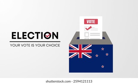  New Zealand election 2025 concept, democracy, flag. Vector icon illustration