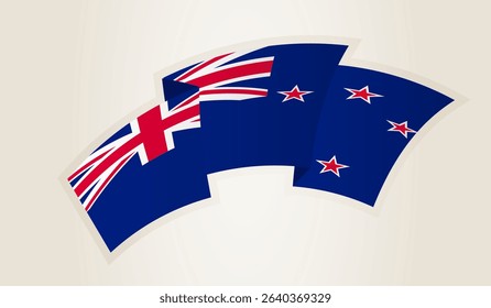 New Zealand Flag in Abstract Ribbon Shape, National Symbol of the New Zealand. This vector is ideal for use in national events, Independence Day, international sports competitions.