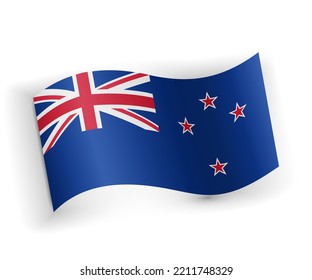 New Zealand flag bended and lying on white background