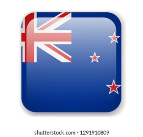 New Zealand Flag. Bright Square Icon. Vector Illustration