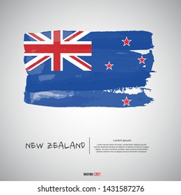 New zealand flag with  brush stroke vector illustration