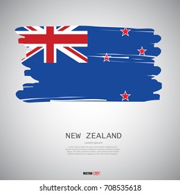 New zealand flag with  brush stroke vector illustration