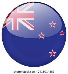 New Zealand flag button. New Zealand circle flag button isolated on white background