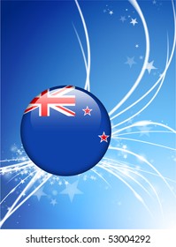 New Zealand Flag Button on Abstract Modern Light Background Original Illustration