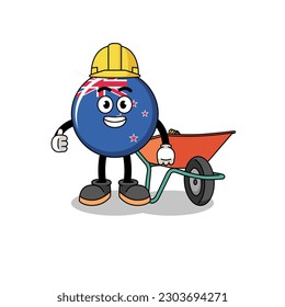 new zealand flag cartoon as a contractor , character design