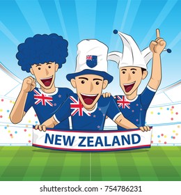 New Zealand Flag. Cheer football support Vector illustration.