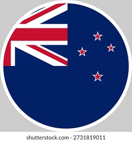 Bandera de la Nueva Zelanda en forma de círculo y rectángulo, bandera de la Nueva Zelanda en alta calidad utilizada en el país de la Nueva Zelanda
