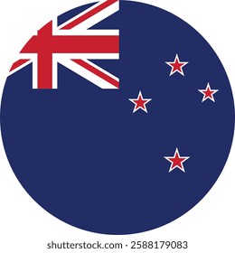 New Zealand Flag circular or round or spherical vector design and  digital illustration