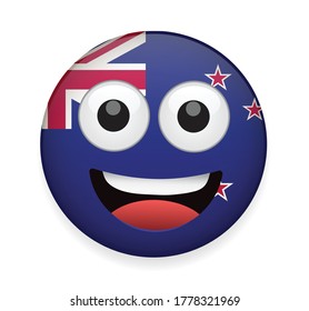 New Zealand flag face vector illustration on white background.High quality emoticon vector on white background.Emoji vector.Flag emoticon.Flag emoji.