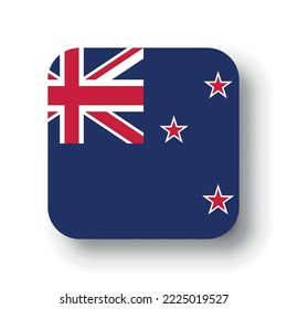 New Zealand flag - flat vector square with rounded corners and dropped shadow.