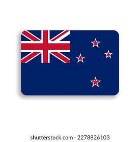 New Zealand flag - flat vector rectangle with rounded corners and dropped shadow.
