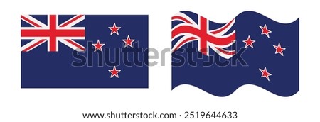 new zealand flag flat wave vector design illustration isolated background