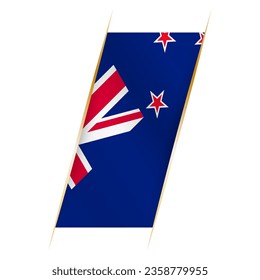 New Zealand flag in the form of a banner with waving effect and shadow. Modern vector design.