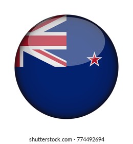 new zealand Flag in glossy round button of icon. new zealand emblem isolated on white background. National concept sign. Independence Day. Vector illustration.