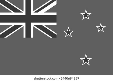 New Zealand flag - greyscale monochrome vector illustration. Flag in black and white