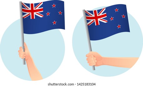 New Zealand flag in hand. Patriotic background. National flag of New Zealand vector illustration