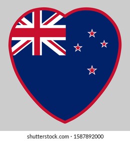 New Zealand Flag In Heart Shape Vector illustration Eps 10