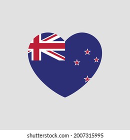 New Zealand flag in heart shape vector love New Zealand