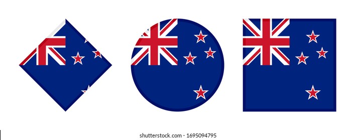 new zealand flag icon set, isolated on white background
