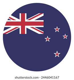 New Zealand flag. Flag icon. Standard color. Round flag. Computer illustration. Digital illustration. Vector illustration.