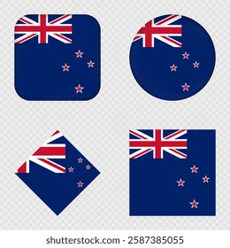 New Zealand Flag Icons Pack. Vector illustration.