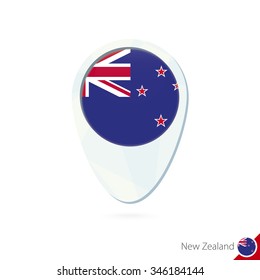 New Zealand flag location map pin icon on white background. Vector Illustration.