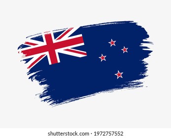 New Zealand flag made in textured brush stroke. Patriotic country flag on white background