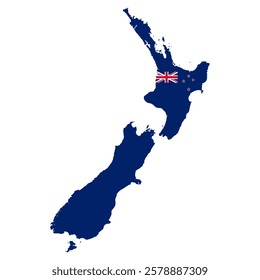 New Zealand flag map contour vector illustration