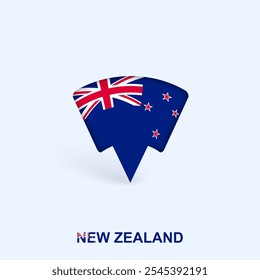 New Zealand Flag Map Pointer Design with Shadow. Vector illustrator.