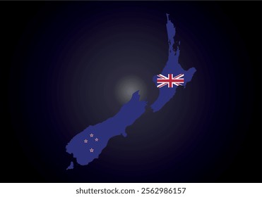 New Zealand flag and map vector.