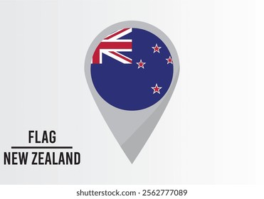 New Zealand Flag on Location Pin. vector illustration