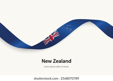 New Zealand flag on Waving ribbon. Template for independence day