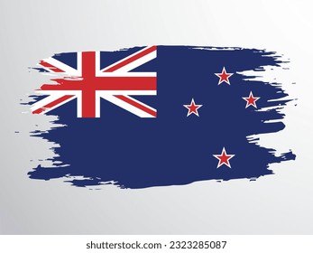 New Zealand flag painted with a brush. New Zealand vector flag in grunge style.