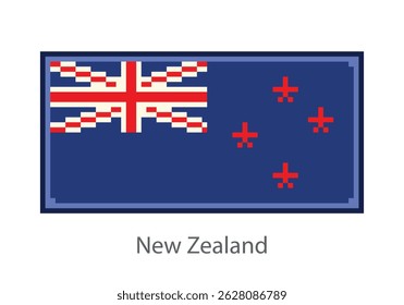 New Zealand flag. Pixel art style (vector).
