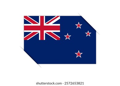 New Zealand flag - rectangle colorful flag representing a country cultural identity and heritage. The essence of national pride and unity. Attached by the corners in a paper album