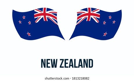 New Zealand flag state symbol isolated on background national banner. Greeting card National Independence Day of the republic of New Zealand. Illustration banner with realistic state flag.
