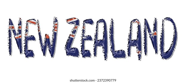 NEW ZEALAND flag text font, 3D NEW ZEALAND Font With Flag, 3D NEW ZEALAND vector illustration