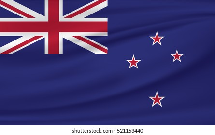 New Zealand flag, three dimensional render, satin texture