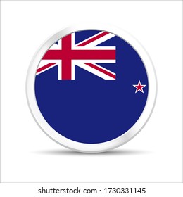 New Zealand flag vector in button design. Eps 10 vector illustration.