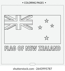 New Zealand Flag Vector Design ,Coloring Pages