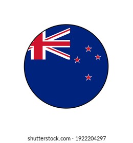 New Zealand Flag Vector Push button circle blue background, union jack, and southern stars constellation 