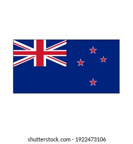 New Zealand Flag Vector Rectangle blue background, union jack, and southern stars constellation 