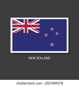 New Zealand flag Vector Square Icon on Black Background.