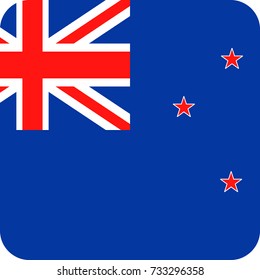 New Zealand Flag Vector Square Flat Icon - Illustration