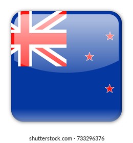 New Zealand Flag Vector Square Icon - Illustration