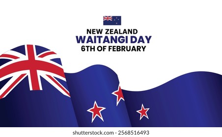 New Zealand Flag and Waitangi Day Vector Illustration Landscape Useable for Banner