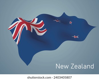 New Zealand flag, Waving on blue background, vector format is eps10 