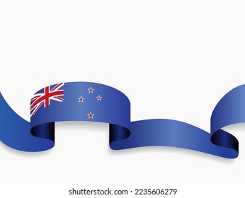 New Zealand flag wavy abstract background. Vector illustration.