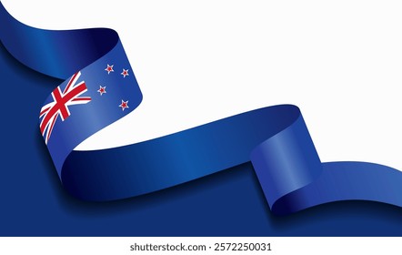 New Zealand flag wavy abstract background. Vector illustration.