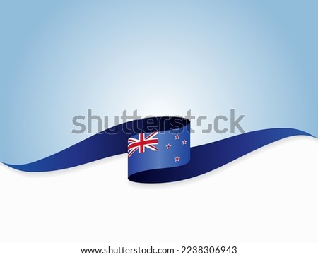 New Zealand flag wavy background layout. Vector illustration.